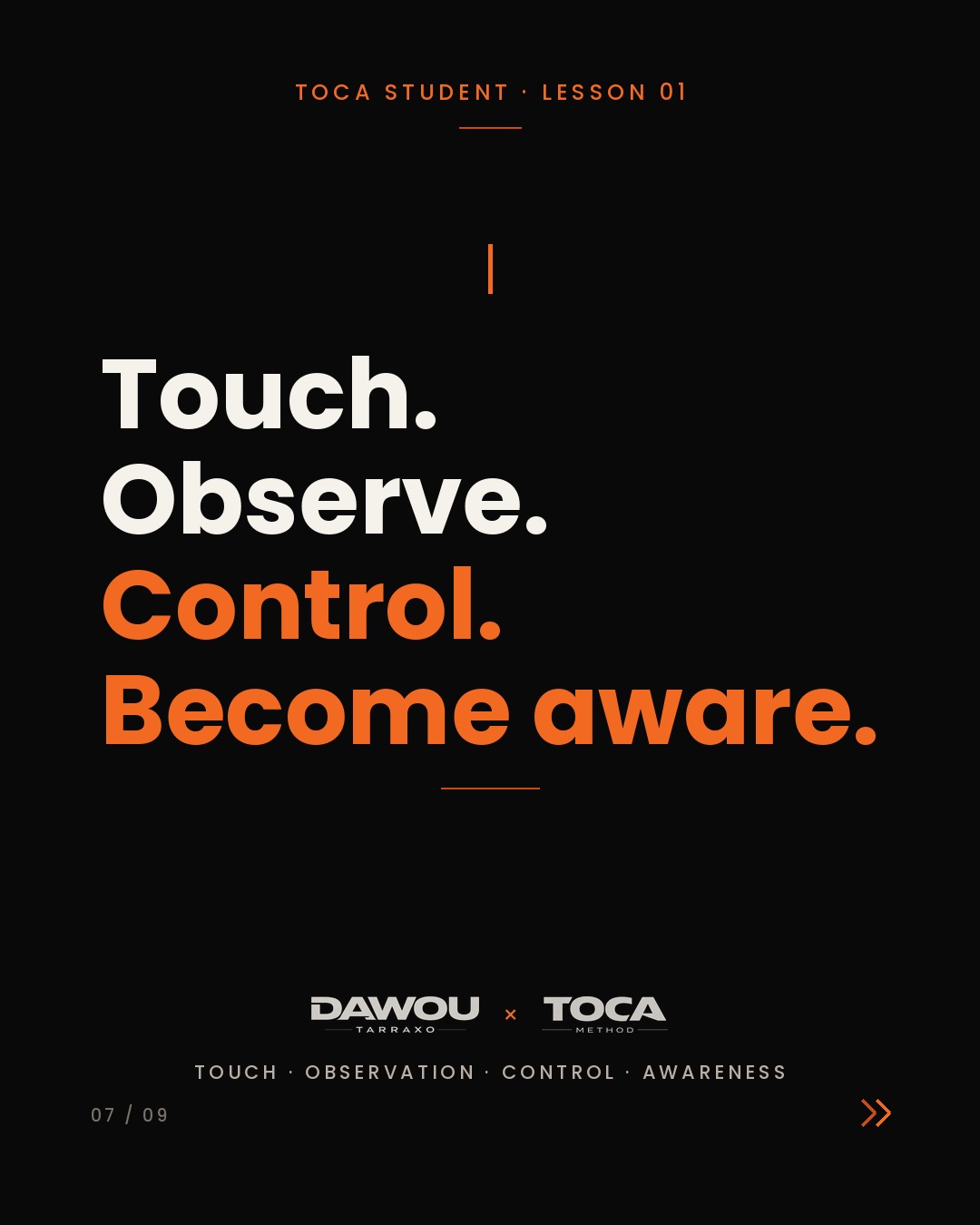 TOCA is not a collection of kizomba steps. It is four things I check in every dance, slide 7 of 9