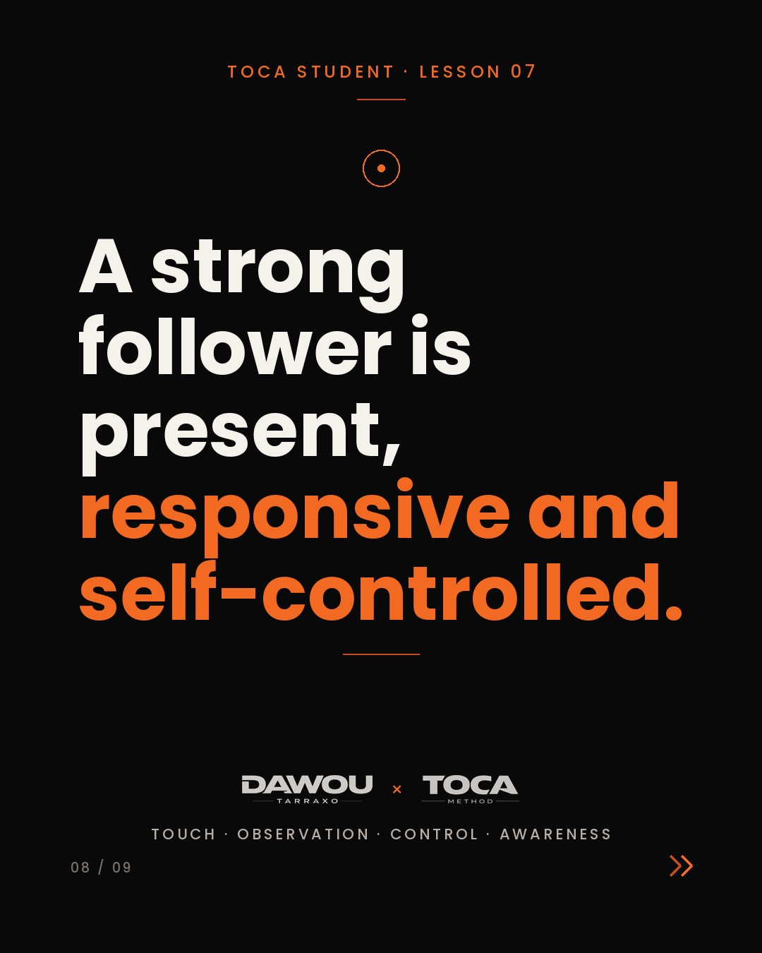 Following in kizomba is not guessing what comes next, slide 8 of 9