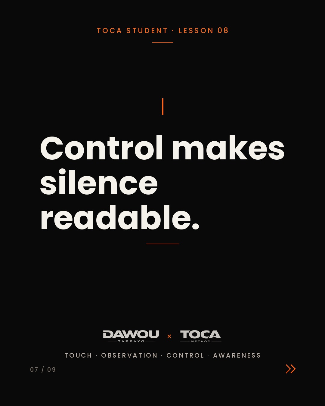Dance the silence. Tarraxo musicality is what you do when the sound stops, slide 7 of 9