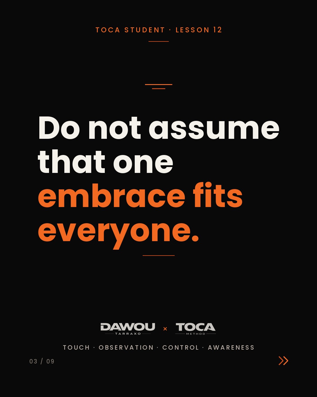 Consent and comfort in partner dance. Connection without comfort is not connection, slide 3 of 9