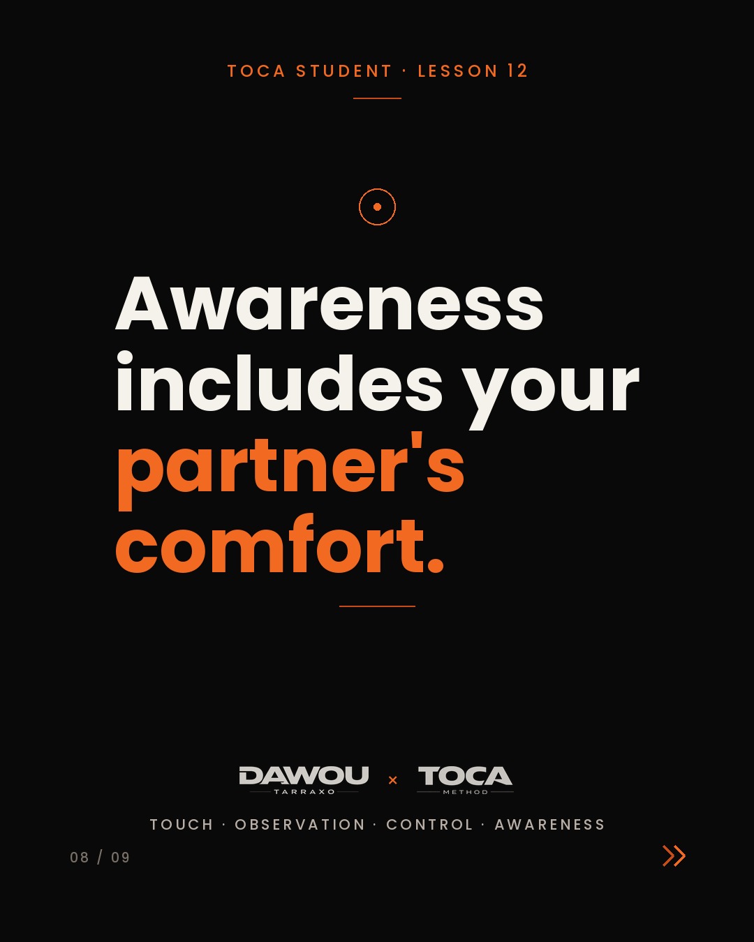 Consent and comfort in partner dance. Connection without comfort is not connection, slide 8 of 9
