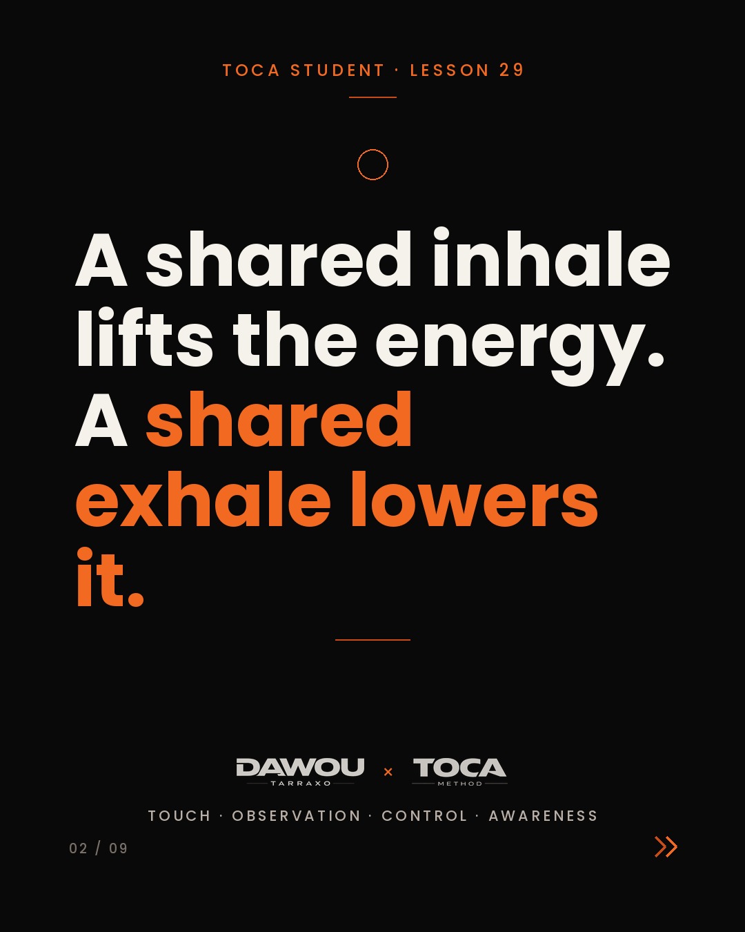 Breathing together is part of the tarraxo connection, slide 2 of 9