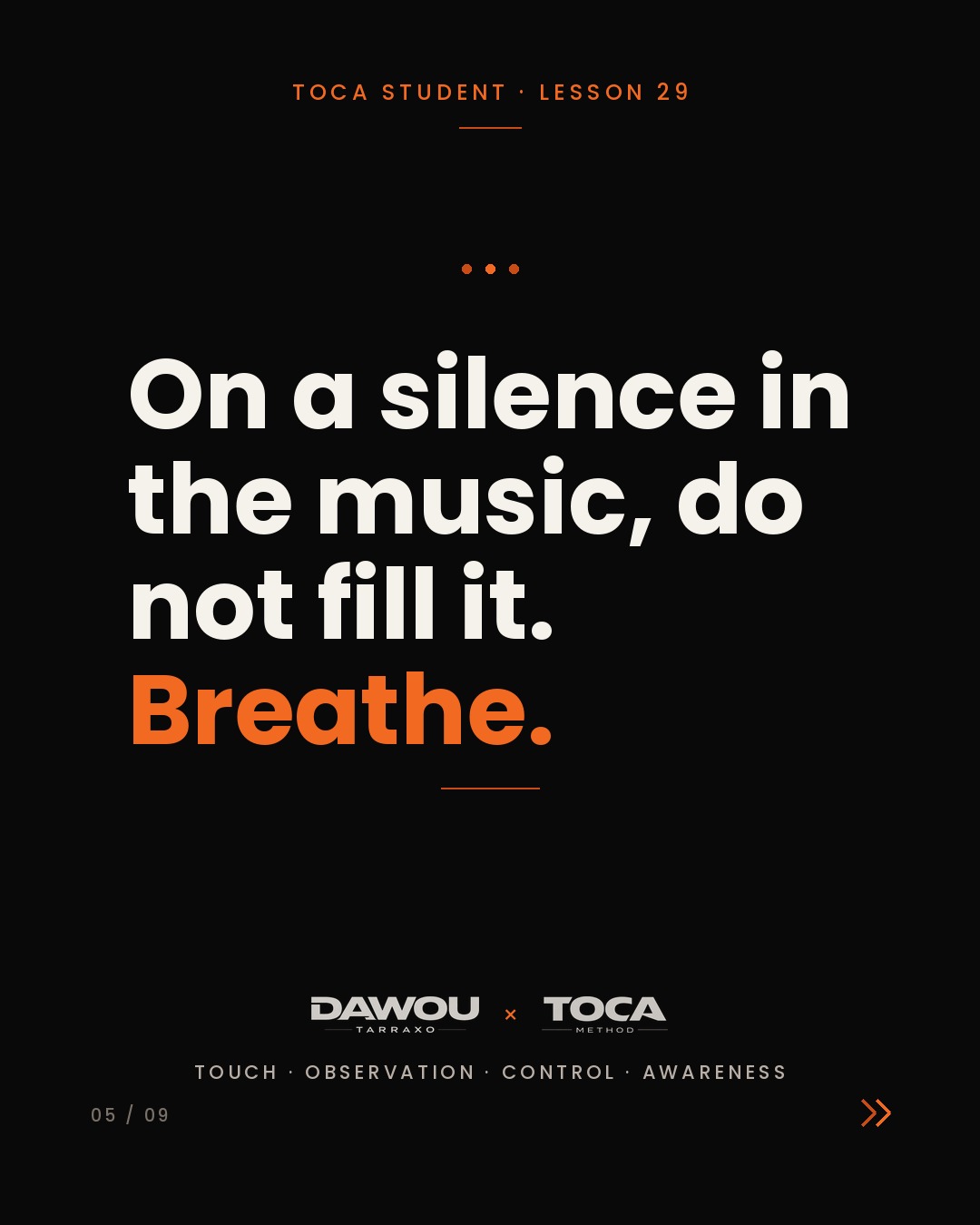 Breathing together is part of the tarraxo connection, slide 5 of 9