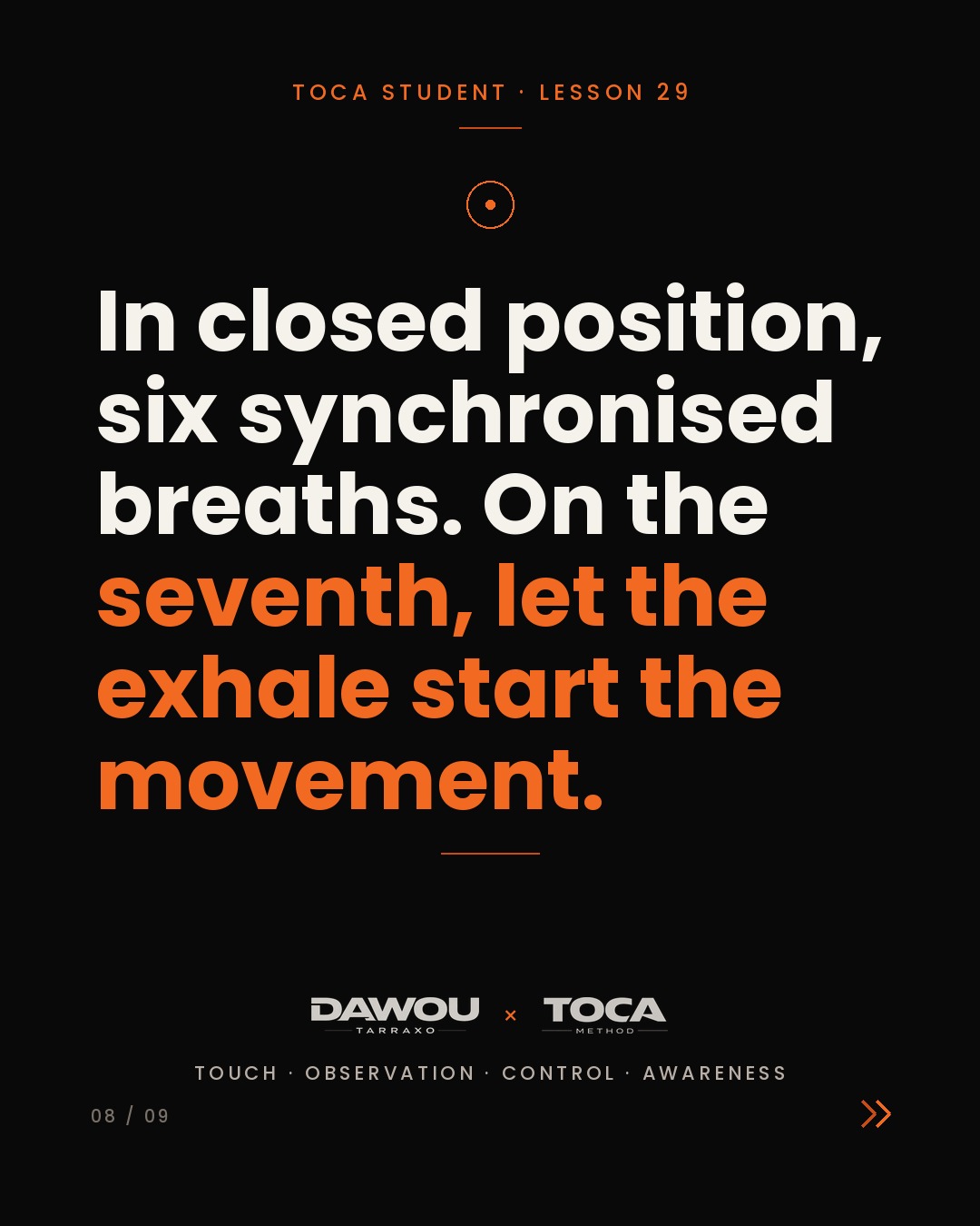 Breathing together is part of the tarraxo connection, slide 8 of 9