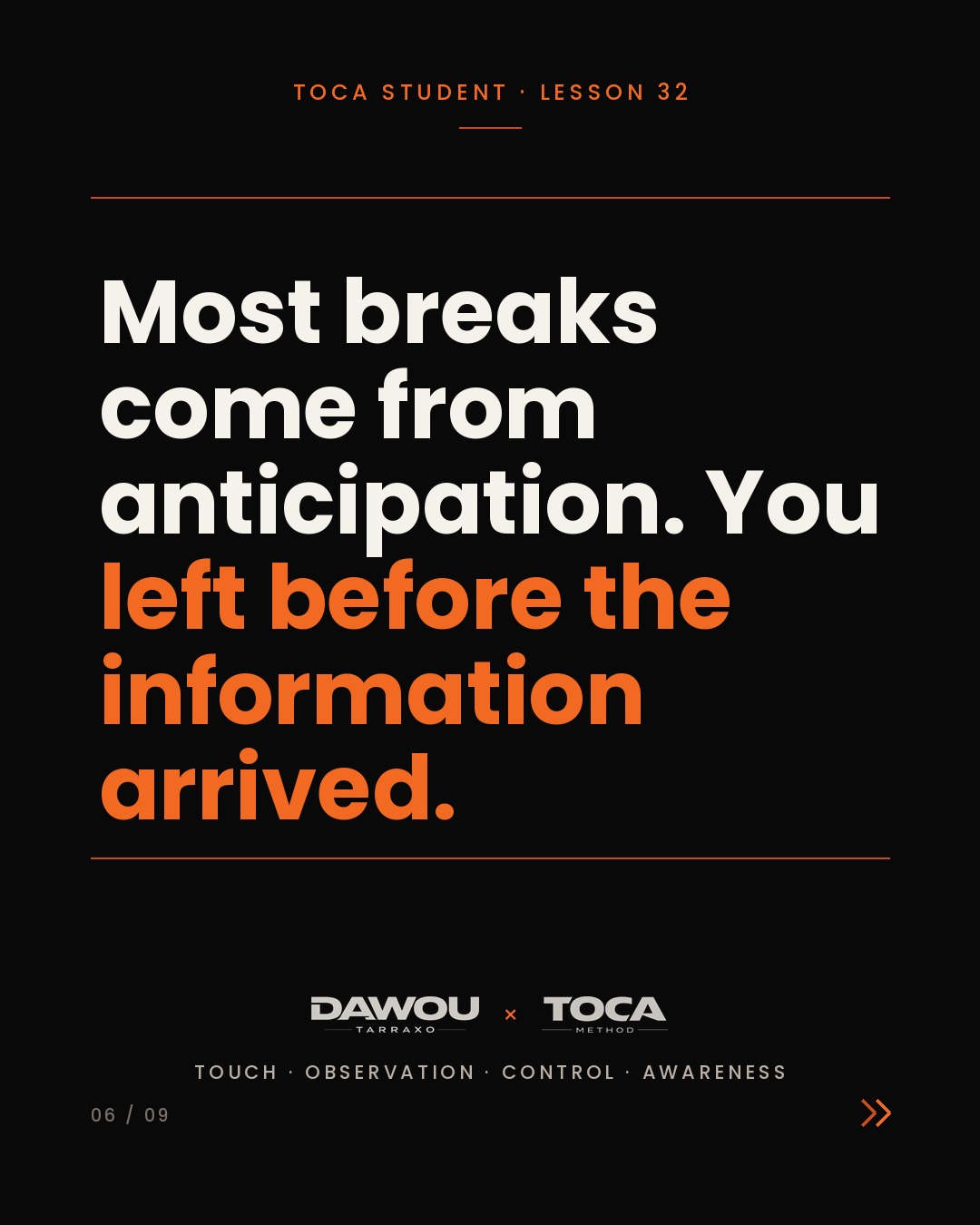 Every dance breaks. How to recover in the next half second, slide 6 of 9