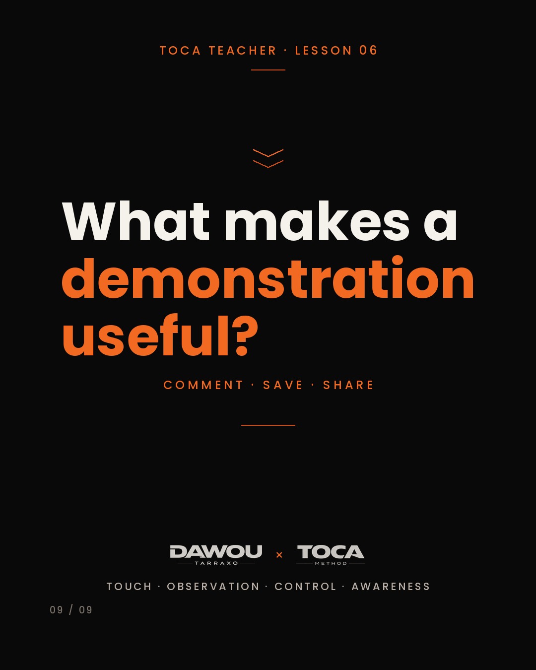 Demonstration is not teaching, slide 9 of 9