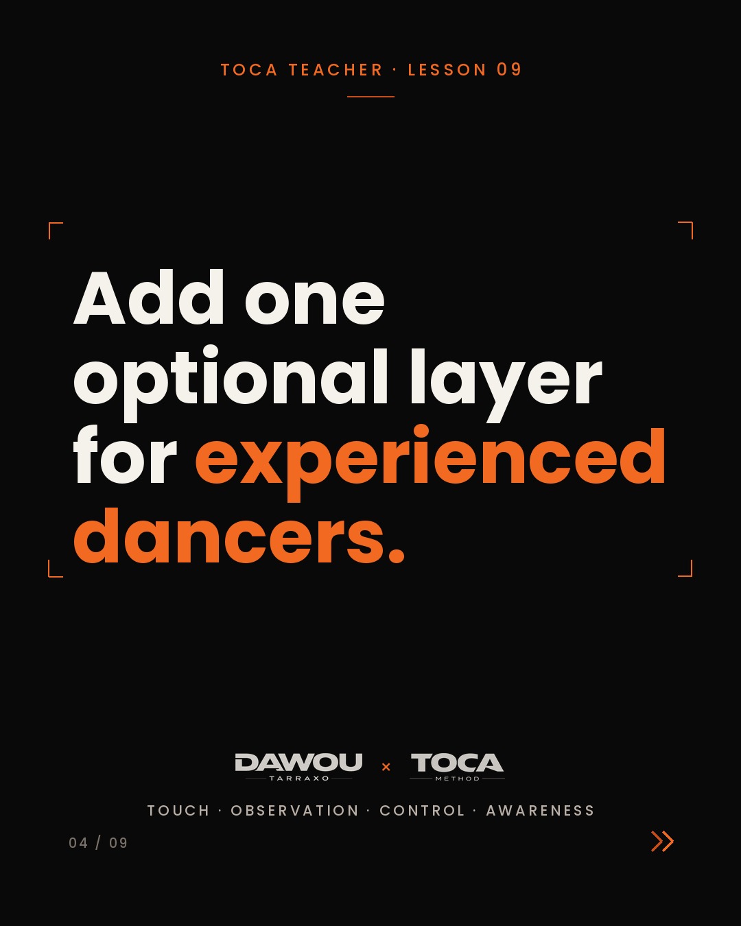 Teaching mixed levels in one dance class, slide 4 of 9