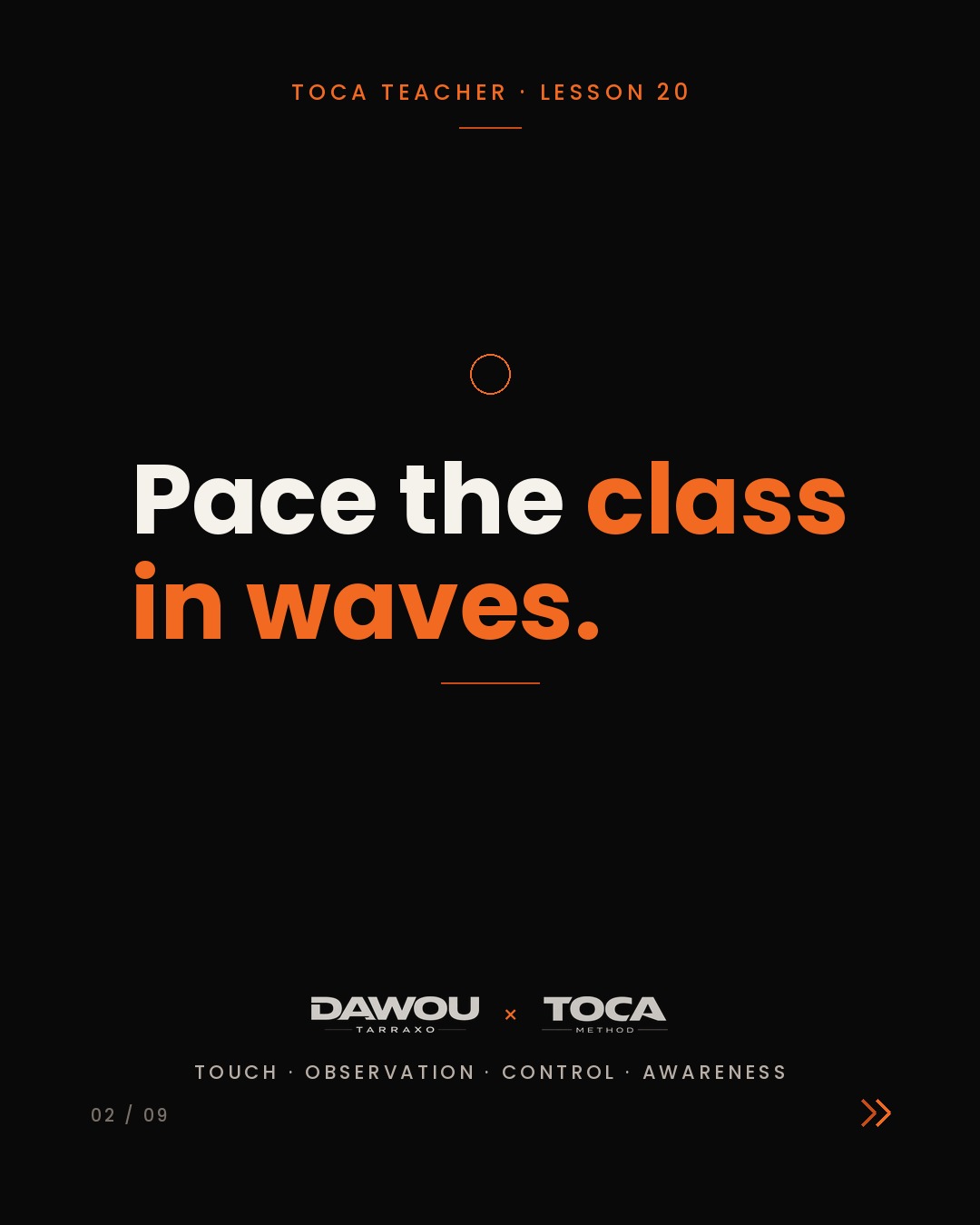 Energy and pacing in a dance class, slide 2 of 9