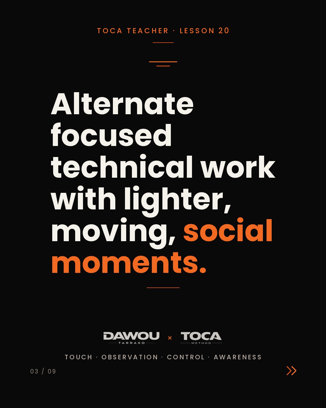 Energy and pacing in a dance class, slide 3 of 9