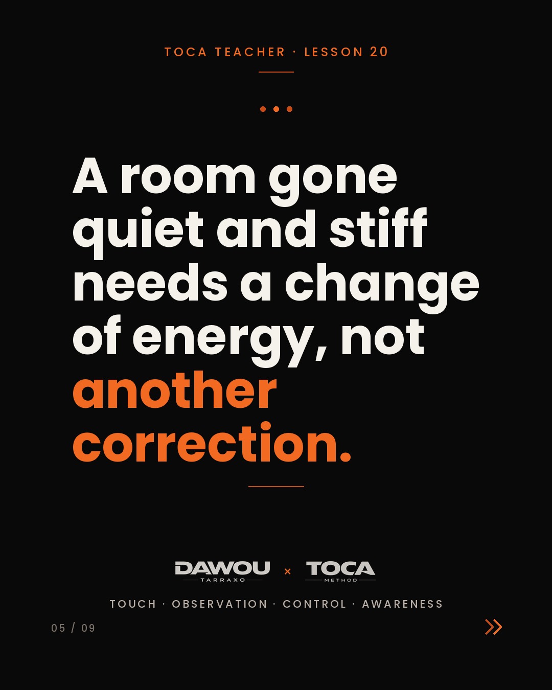 Energy and pacing in a dance class, slide 5 of 9