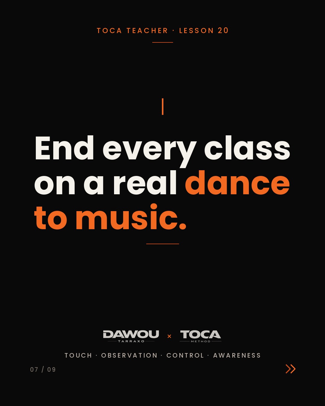 Energy and pacing in a dance class, slide 7 of 9