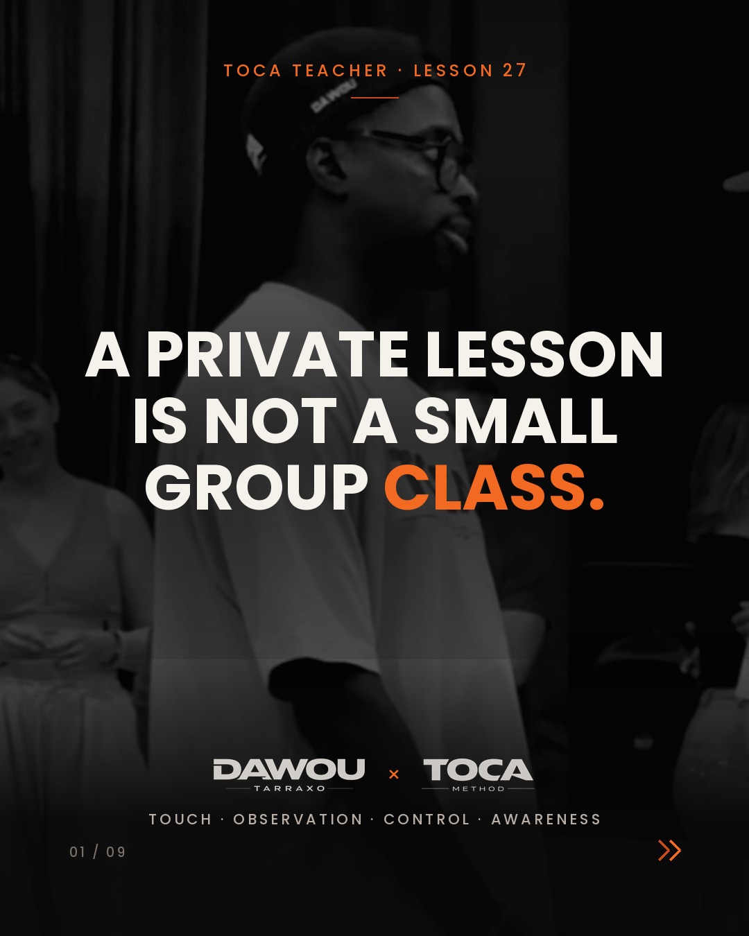 Dawou Tarraxo, pioneer of Tarraxo. A private dance lesson is not a small group class